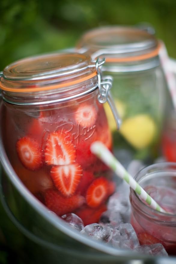 Le Parfait Super Jar 2L (64oz) French Glass Preserving Jar w/Airtight Rubber Seal & Wire Bail Closure - BPA-Free Canning Jar for Pickles, Fruits, Sauces & Food Storage - Made in France Since 1930 1PK
