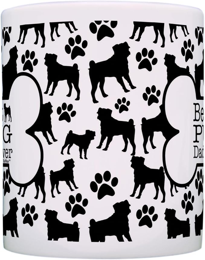 ThisWear Dog Owner Gifts Best Pug Dad Ever Paw Pattern Gift 11oz Ceramic Coffee Mug with Handle