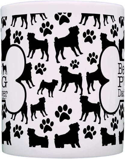 ThisWear Dog Owner Gifts Best Pug Dad Ever Paw Pattern Gift 11oz Ceramic Coffee Mug with Handle