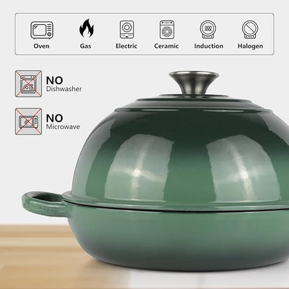 6QT Bread Dutch Oven Pot with Lid, Enameled Cast Iron Dutch Oven for Sourdough Bread Baking, Roasting, Stewing and Soup, Non-Stick Enamel Cookware for Oven/Stovetop, Perfect for Homemade Bread, Green