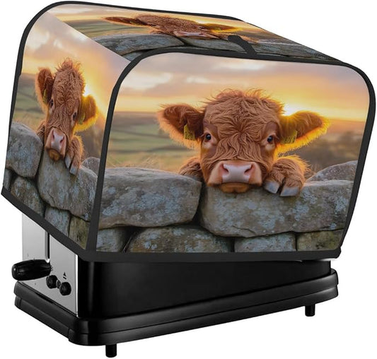 Toaster Cover 4 Slice Wide Slot High Mountain Cattle CowBread Toaster Oven Dustproof Cover Small Appliance Kitchen Covers Dust and Fingerprint Protection for Women Gift 4 Slice