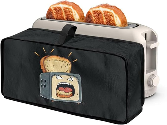 Slim Toaster 2 Slice Compact Thin Cover for 2 Slice Slim Toaster Funny Bread Print Dust Covers for Kitchen Appliances, Easy to Fold and Carry Water-Resistant