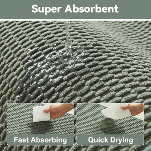Triohero Large Bathroom Rugs Non Slip Washable Bath Rugs Super Absorbent Bathroom Rug Thin Quick Dry Low Pile Bath Mats, Sage Green 36"x48"
