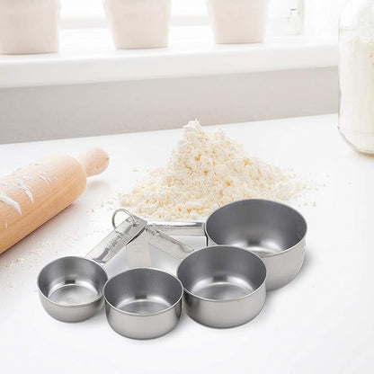 Mrs. Anderson’s Baking Measuring Cups, Engraved Measurements for Liquid or Dry Ingredients, Stainless Steel, 4-Piece Set