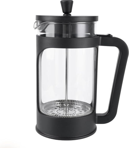 French press, borosilicate glass French press coffee maker, 3 layer stainless steel tea press,34oz large french press, suitable for home, office, kitchen, travel, fashion black