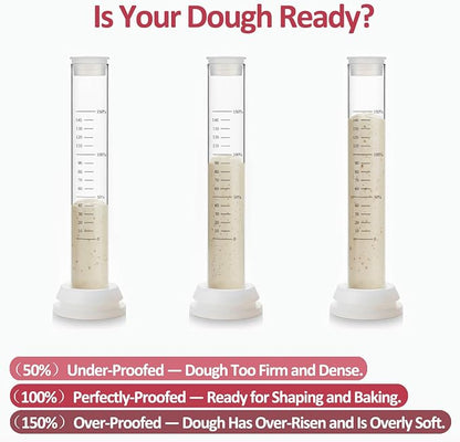 Sourdough Aliquot Jar Set, Glass Fermentation Tracker Tube with 0–150% Scale, Precision Sourdough Starter Kit for Dough Rise, Bread Proofing, Home Baking Supplies (2 Pack)