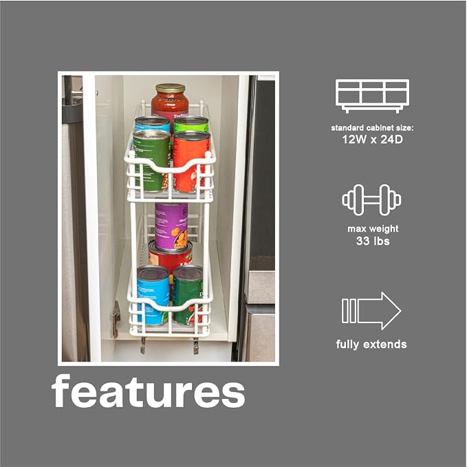 Household Essentials White Steel Two-Tier Slide-Out Organizer with Plastic Liners