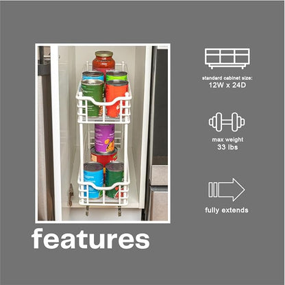 Household Essentials White Steel Two-Tier Slide-Out Organizer with Plastic Liners