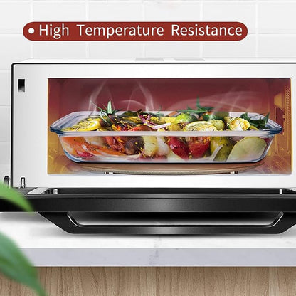 2-Pack Glass Baking Dishes – 102 oz & 75 oz (2.2 L + 3.0 L) Large Oven-Microwave-Freezer Safe Borosilicate Glass Bakeware for Cooking & Food Storage