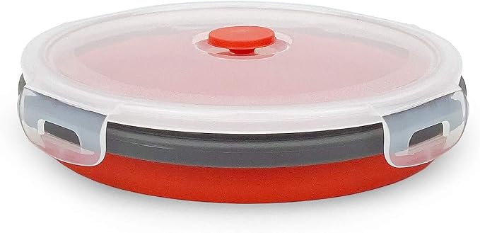 CARTINTS 1200ml Large Collapsible Meal Prep Containers, Reusable Silicone Food Storage Containers, Stackable Fridge Storage Containers, With Leakproof Lids, Microwave and Freezer Safe, Red