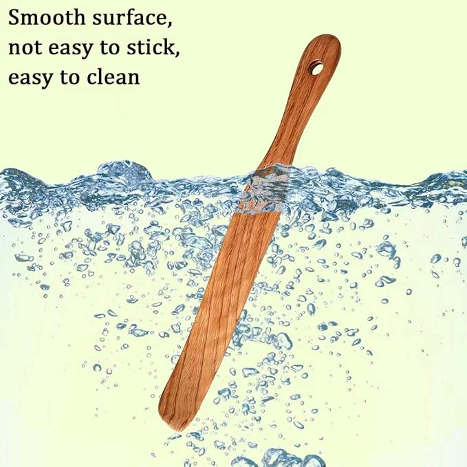2 Pack Skinny Spurtle for Sourdough Starter, Extra Long Handle Sourdough Starter Mixer, Jar Spatula for Reaching Bottom, Dough Whisk & Kitchen Utensil Kit, Natural Wood Cooking Tools