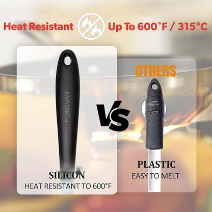 Silicone Nonstick Utensils, Set of 3, Black, Silicone Cooking Utensils Set, Turner/Spatula and Spoons - Heat Resistant, Nonstick Cookware, Dishwasher Safe