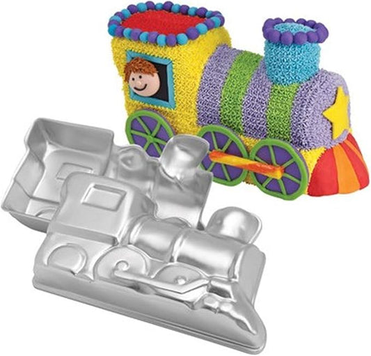 2 PCS Train Shape Cake Pan Mould, Locomotive Shaped 3D Birthday Aluminum Cake Baking Pan Tool (11.5 inches)