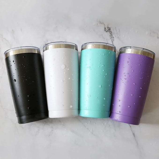 25 Pack 20oz Tumbler Vacuum Insulated Travel Mug with Lids, Stainless Steel Double Wall Bulk Cup for Home, Office, Outdoor Suitable for Vehicle Cup Holders Assorted Colors