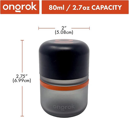 ONGROK Glass Storage Jar, 80ml, 6 Pack | UV Herb/Spice Jar with Child‑Resistant Lid, Color‑Coded Glass Containers to Preserve Smell and Aroma