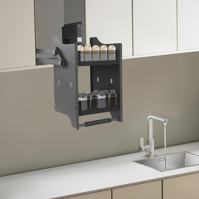Pull Down Shelf,Pull Down Shelf Cabinet Organizer,2 Tier Pull-Out Cabinet Organizer,Wall Cabinet Storage Organizer for Kitchen