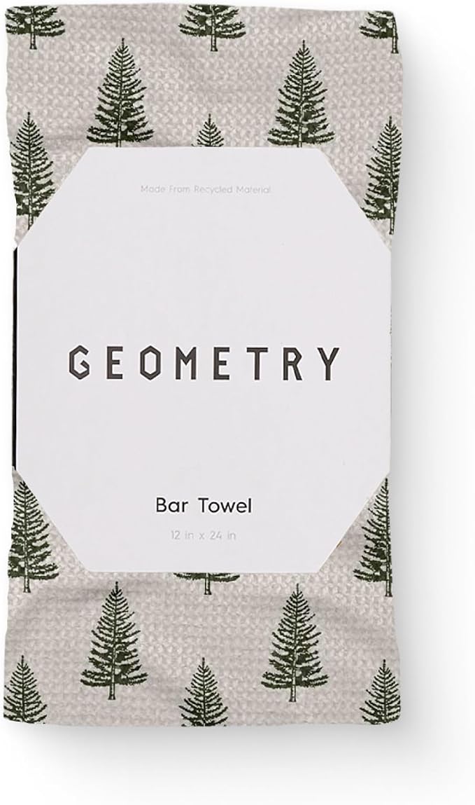 GEOMETRY Bar Towels for Kitchen Premium Towels for Cleaning Dishes & Glassware - Absorbent & Fast Drying Kitchen Towels - Pine, 12" x 14" - 1-Piece