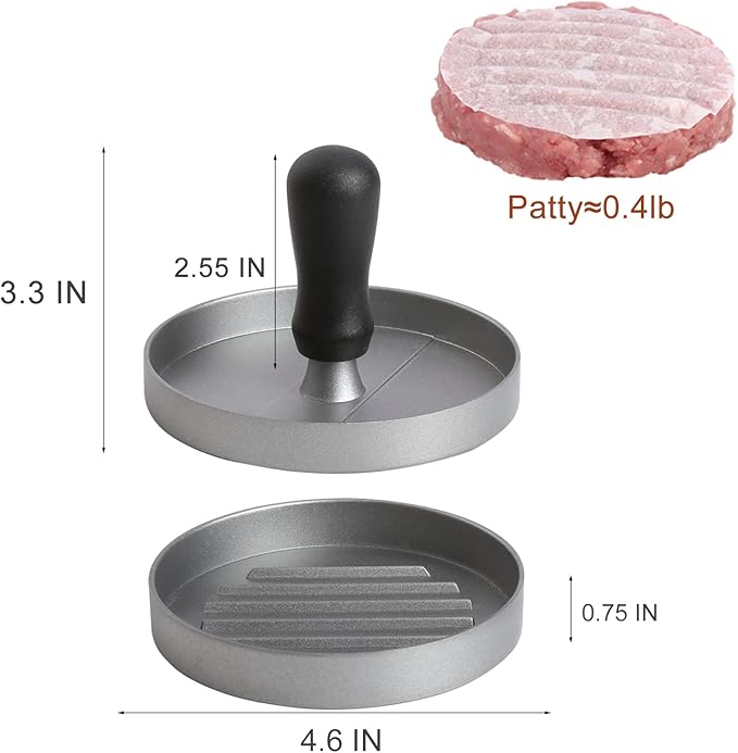TACGEA Burger Press 150 Patty Papers, Non-Stick Hamburger Patty Maker with Wax Paper, Aluminum Burger Maker for Kitchen BBQ Grill