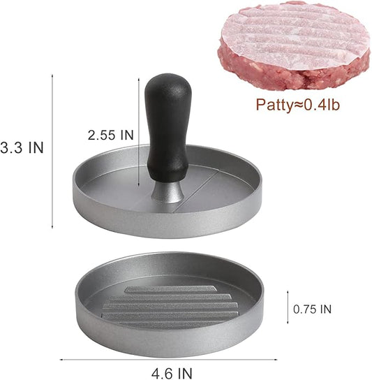 TACGEA Burger Press 150 Patty Papers, Non-Stick Hamburger Patty Maker with Wax Paper, Aluminum Burger Maker for Kitchen BBQ Grill