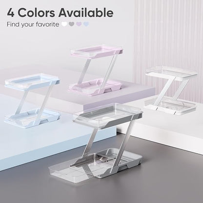 3 Pack Bathroom Organizers and Storage - Multi-Purpose,2-Tier Clear Pull Out Organization for Bathroom,Under Sink,Kitchen,Vanity,Countertop,Cabinet,Pantry & Medicine Cabinet,Grey