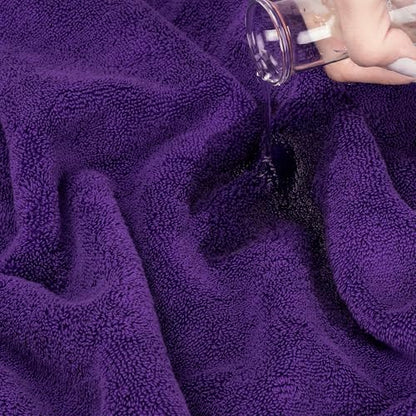 American Soft Linen Salem 100% Cotton Turkish 4 Piece Bath Towels for Bathroom, 600 GSM Soft Absorbent Quick Dry Bath Towel Set, Purple