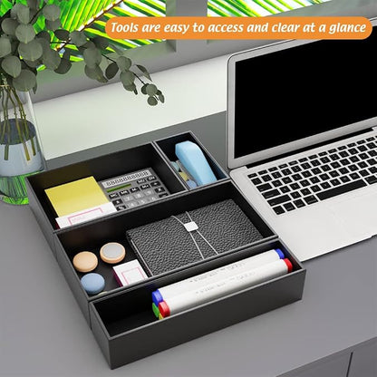 Black Bamboo Drawer Organizer - Silverware&Utensil Holder Organizer for Kitchen Drawers, Multi-Use Drawer Dividers Boxes for Bathroom Counter，Cabinet, Garage, Office Desk, Makeup, Jewelry (9"6"2.5")