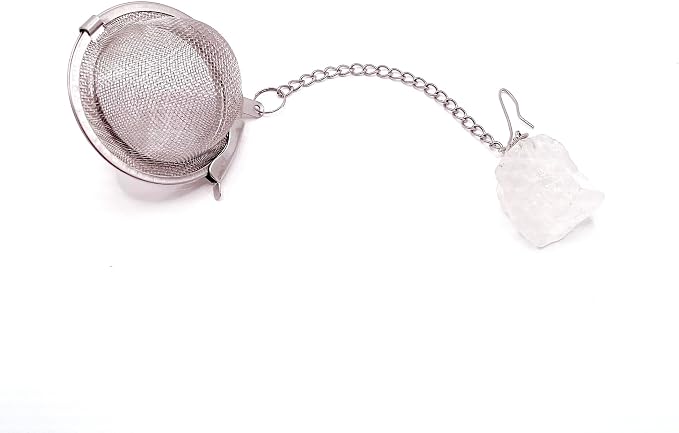 Crystal Tea Infuser, Raw Amethyst Rose Quartz Green Aventurine Tiger Eye Red Agate Tea Strainer, Tea Steeper Gemstone Gift for Tea Lovers, LuckLoves (Clear Quartz)