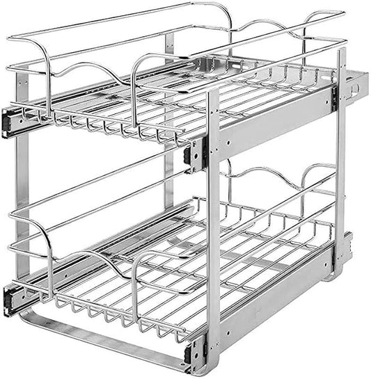 Rev-A-Shelf 5WB2-2122-CR 21 in. W x 22 in. D Base Cabinet Pull-Out 2-Tier Wire Basket, Chrome