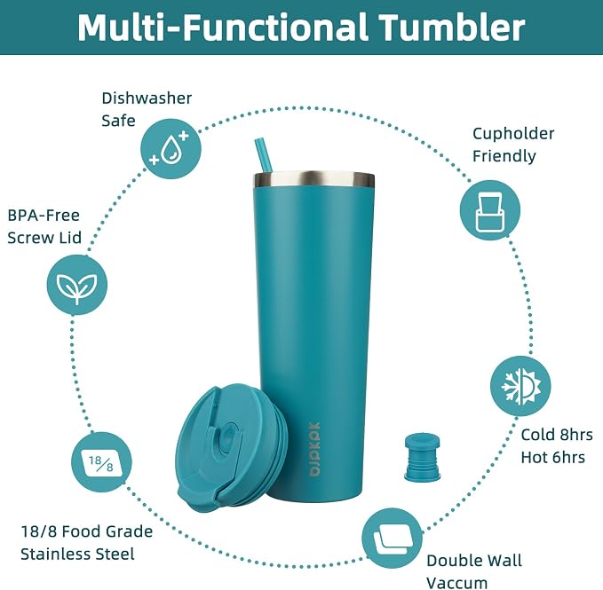BJPKPK 30oz Tumbler With lid And Straw Stainless Steel Travel Coffee Mug Insulated Tumblers Cups,Laguna