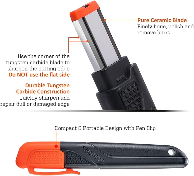 SHARPAL 129N Multipurpose Garden Tool Blade Sharpener for Knife, Pruners, Loppers, Hedge Shears Scissors, Axe, Hatchet, Machete, Lawn Mower Blade Fathers Day Gift