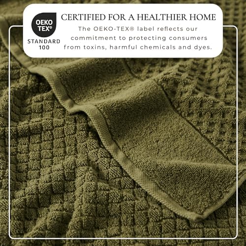 Great Bay Home Bath Towels - 100% Cotton 4 Pack 54x27 Bath Towel Set - Absorbent, Durable, Quick-Dry Towels for Bathroom (Olive)