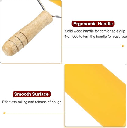 HARFINGTON Rolling Pin 7.6" x 1.69" T-Maple Silicone Roller Wood Handle Non-Stick Fondant Roller Dough Roller Rolling Pins for Baking Cookie Pastry Clay, Yellow