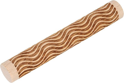 HARFINGTON Wood Clay Roller 4" Curved Lines Pattern Rolling Pins Wood Rollers Pottery Tools Wood Grain Texture Rollers for Clay Baking Dough Playdough DIY