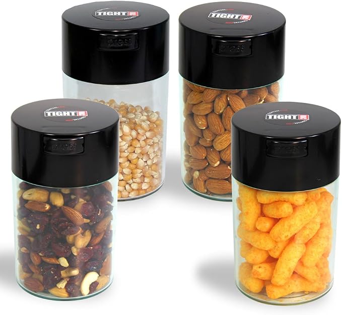 Tightvac - 1 oz to 6 ounce Vacuum Sealed Storage Container - Dark Blue Cap & Clear Body