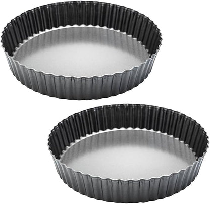 11 x 2 Inches Deep Dish Tart Pan Set of 2, Nonstick Tall Tart Quiche Pan, Carbon Steel Deep-dish Pie Pan with Removable Loose Bottom for Baking Thanksgiving Christmas