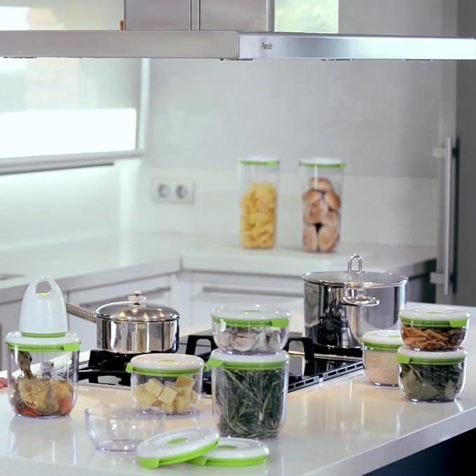 FOSA Vacuum Seal Food Storage System Reusable Container Deluxe Set with Vacuum and 10 Reusable containers