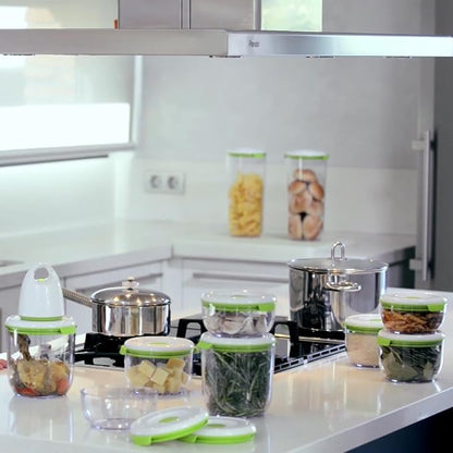 FOSA Vacuum Seal Food Storage System Reusable Container Deluxe Set with Vacuum and 10 Reusable containers