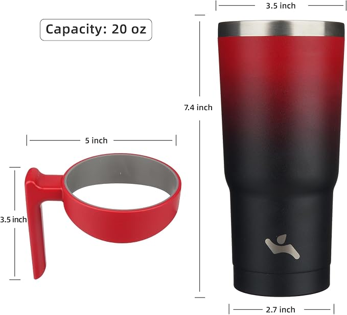 Konokyo 20 oz Tumbler with Handle and 2 Straw 2 Lid, Insulated Water Bottle Stainless Steel Vacuum Cup Reusable Travel Mug,Mystic Moon