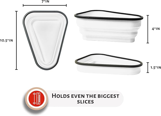 The Perfect Pizza Pack™ - Reusable Pizza Storage Container with 5 Microwavable Serving Trays - BPA-Free Adjustable Pizza Slice Container to Organize & Save Space, White