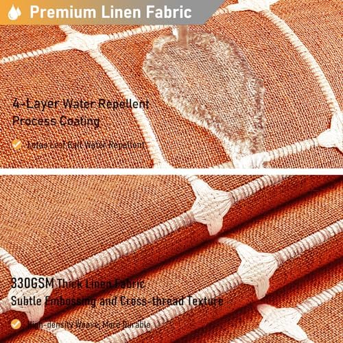 BTTN Burnt Orange Boho Farmhouse Linen Heavy Duty Shower Curtain Set, 72x72