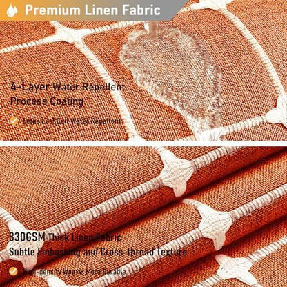 BTTN Burnt Orange Boho Farmhouse Linen Heavy Duty Shower Curtain Set, 72x72