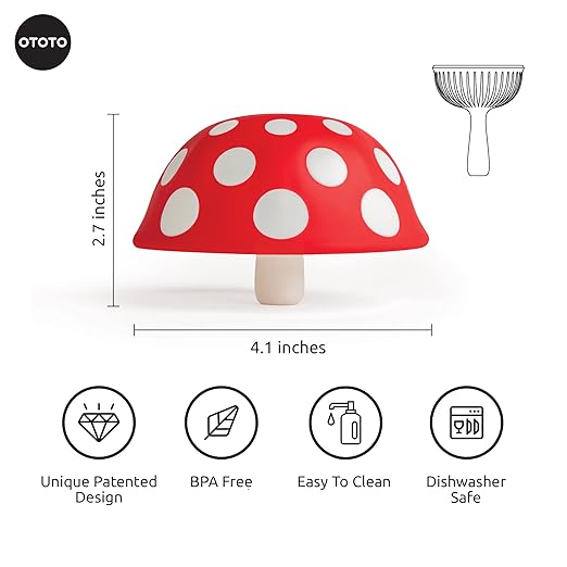 OTOTO Mushroom - Foldable Small Kitchen Funnel with Wide Mouth for Jars. Bottle Liquid Transfer - Silicone, 100% Food Safe, BPA Free, Dishwasher Safe