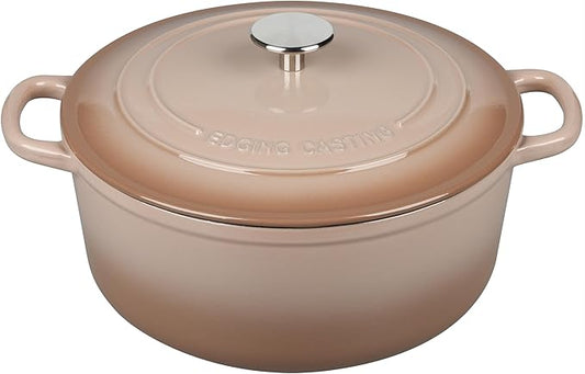 EDGING CASTING Enameled Cast Iron Dutch Oven Pot With Lid, 5.5 Quart, for Bread Baking, Cooking, Mocha