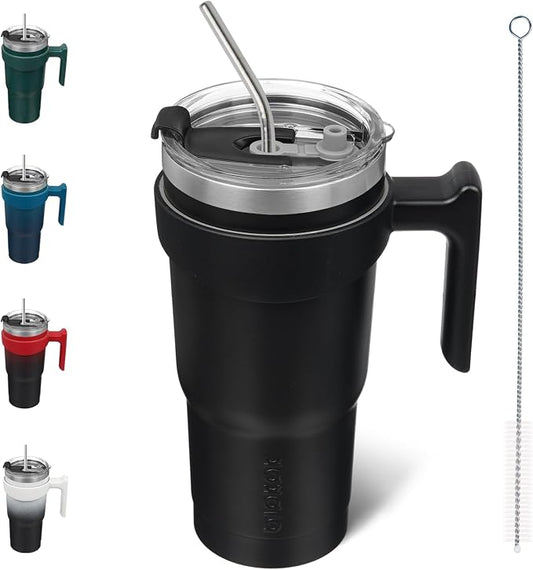BJPKPK 20oz Tumbler With Handle Stainless Steel Insulated Tumbler Cups With Lid And Straw For Home, Office or Car,Black