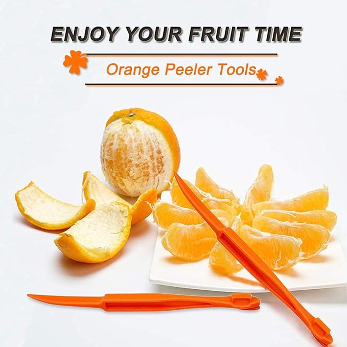 Orange Peeler Tools - Plastic Orange Peeler Citrus Remover Easy Open Lemon Citrus Peel Cutter Vegetable Slicer Fruit Tools Kitchen Gadgets (Orange 2 Pack)