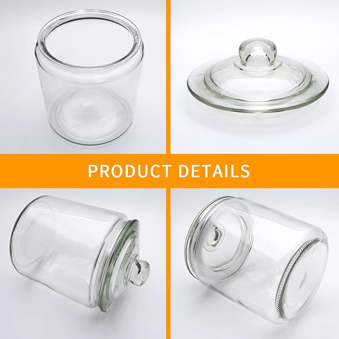 1 Gallon Glass Jars with Lids and Scoops,Clear Glass Storage Containers with Labels for Laundry Room Organization,Large Glass Canisters Set for Kitchen Pantry,Laundry Supplies,Bathroom,2 Pack