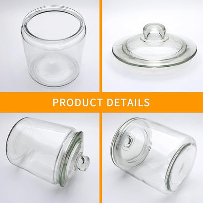 1 Gallon Glass Jars with Lids and Scoops,Clear Glass Storage Containers with Labels for Laundry Room Organization,Large Glass Canisters Set for Kitchen Pantry,Laundry Supplies,Bathroom,2 Pack