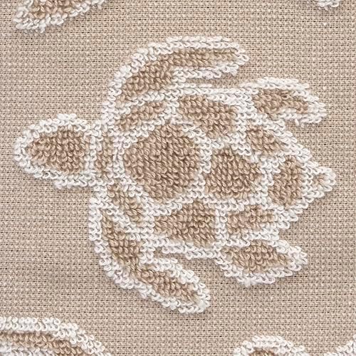 SKL Home Turtle Sculpted Hand Towel Set-2pc, 100% Cotton Jacquard, Taupe