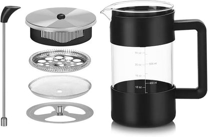 Premium French Press, 34oz | Durable Glass Carafe, Easy-Read Measurements, Ergonomic Handle, Mess-Free Pouring Spout