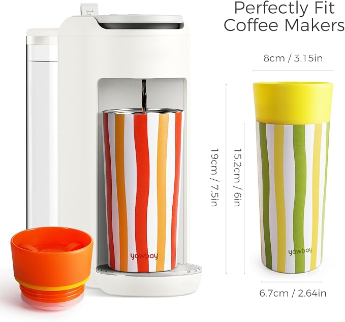 Travel Coffee Mug with 360° Lid,12 oz One-Hand Open/Close 360° All-Round Drinking Spout Travel Cup,Leak Spill Proof Vacuum Insulated Stainless Steel Silicone Bottom Coffee Tumbler for Hot Cold Orange